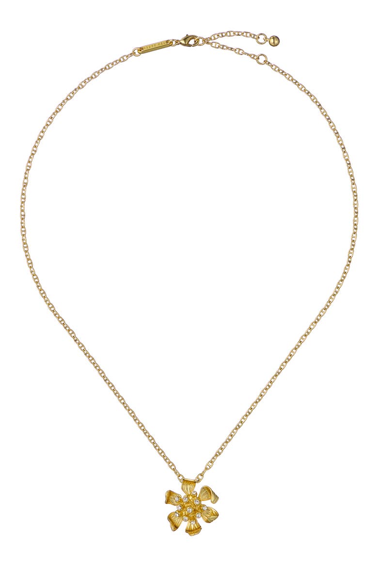 Furina Furled Flower Pendant Necklace, Main, color, METALLIC GOLD