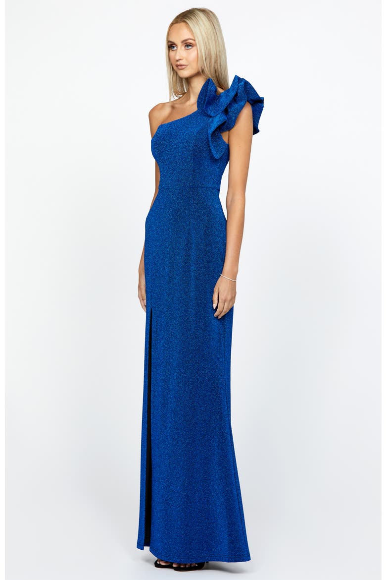Kristi One Shoulder Gown, Alternate, color, COBALT