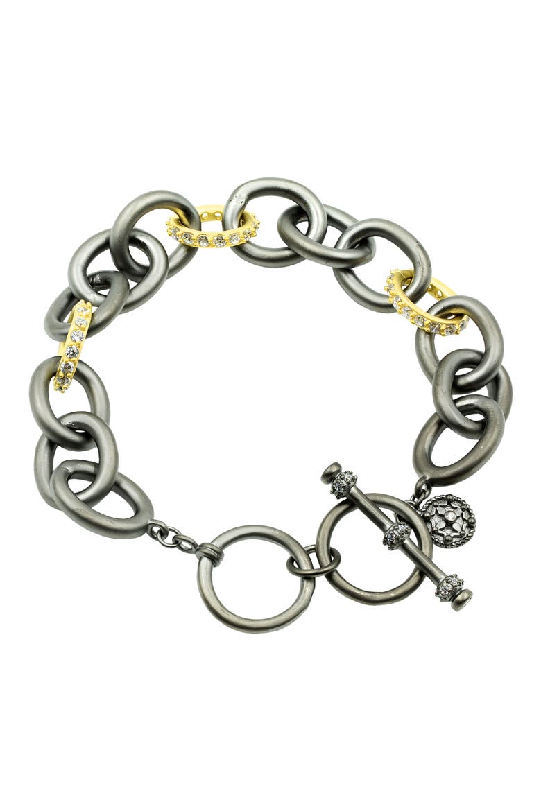 Heavy Alternating Link Toggle Bracelet, Main, color, GOLD/ BLACK