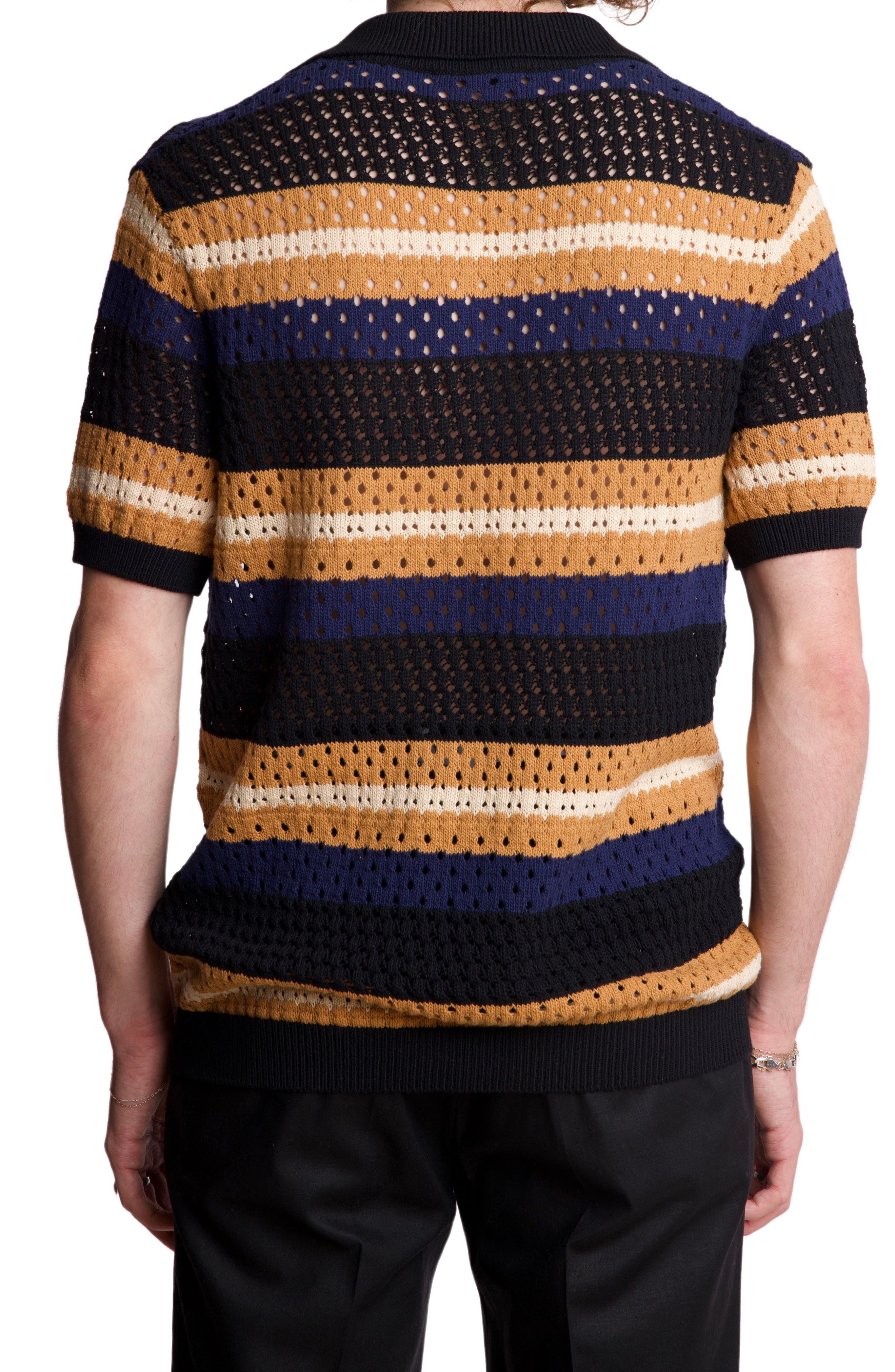 Open Knit Johnny Collar Polo - image 2