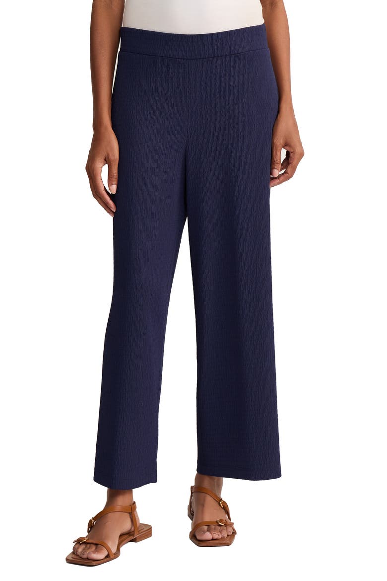 Crinkled High Waist Crop Wide Legs Pants, Main, color, PACIFIC NAVY