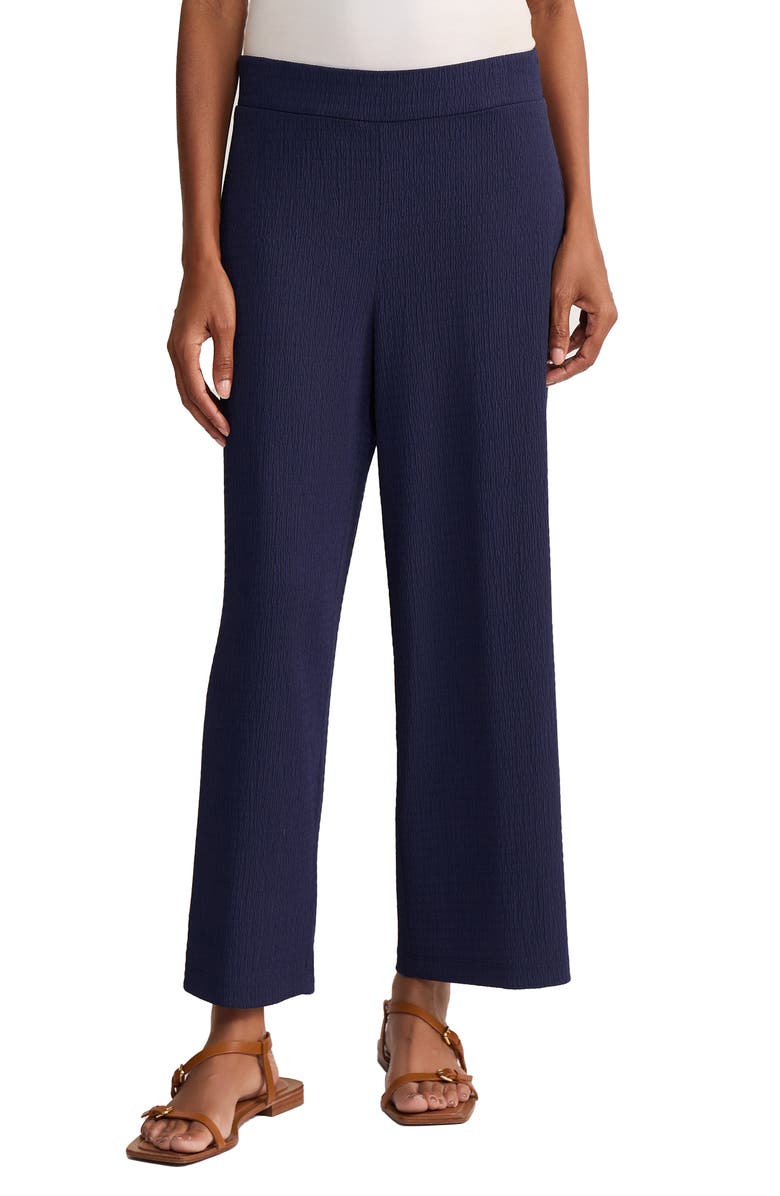 Jones New York Crinkled High Waist Crop Wide Legs Pants, Main, color, Pacific Navy