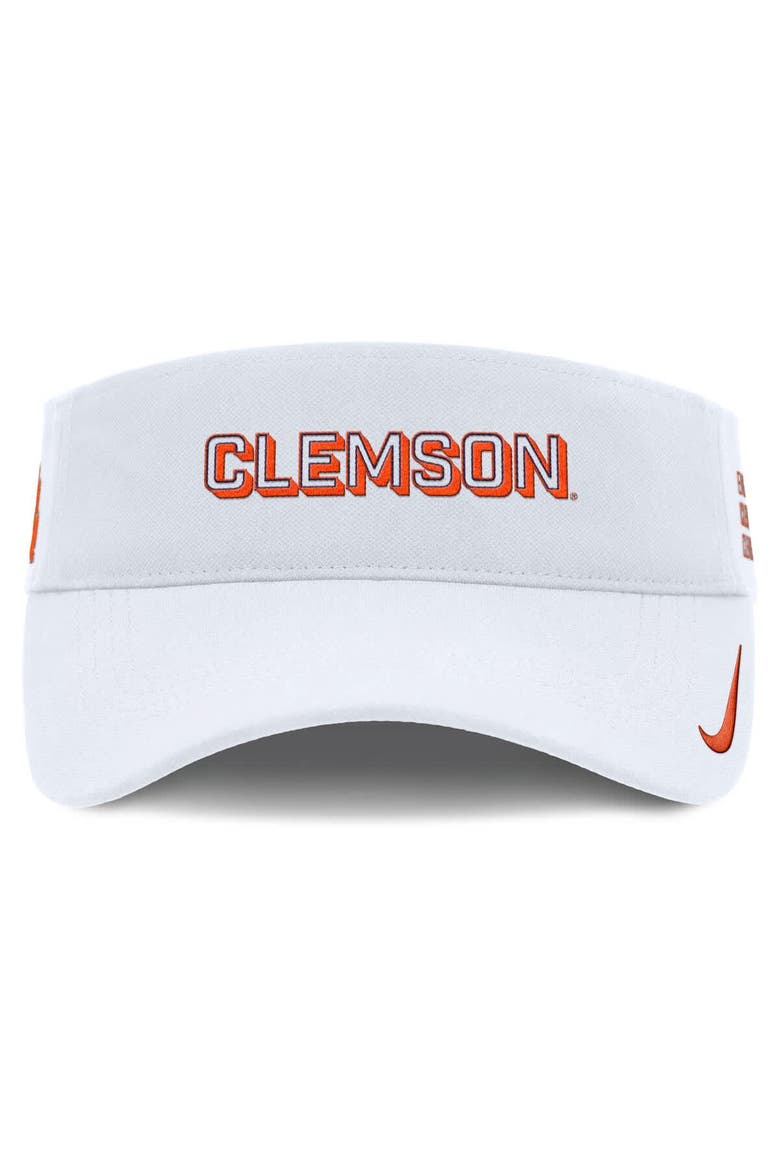 Men's Nike White Clemson Tigers 2025 On-Field Gameday Performance Ace Adjustable Visor, Alternate, color, White