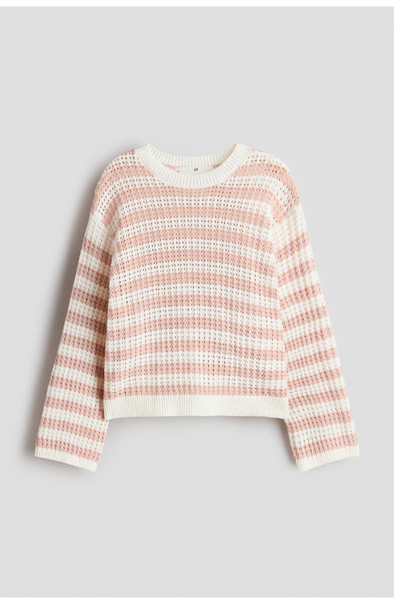 H&M Pointelle-knit Jumper, Main, color, White/Pink Striped