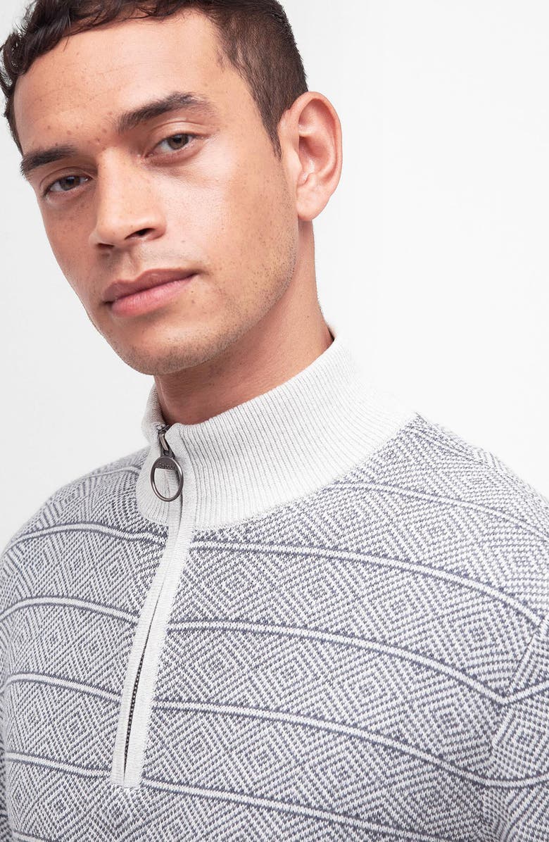 Barbour Mitford Diamond Jacquard Half-Zip Cotton Sweater, Alternate, color, 