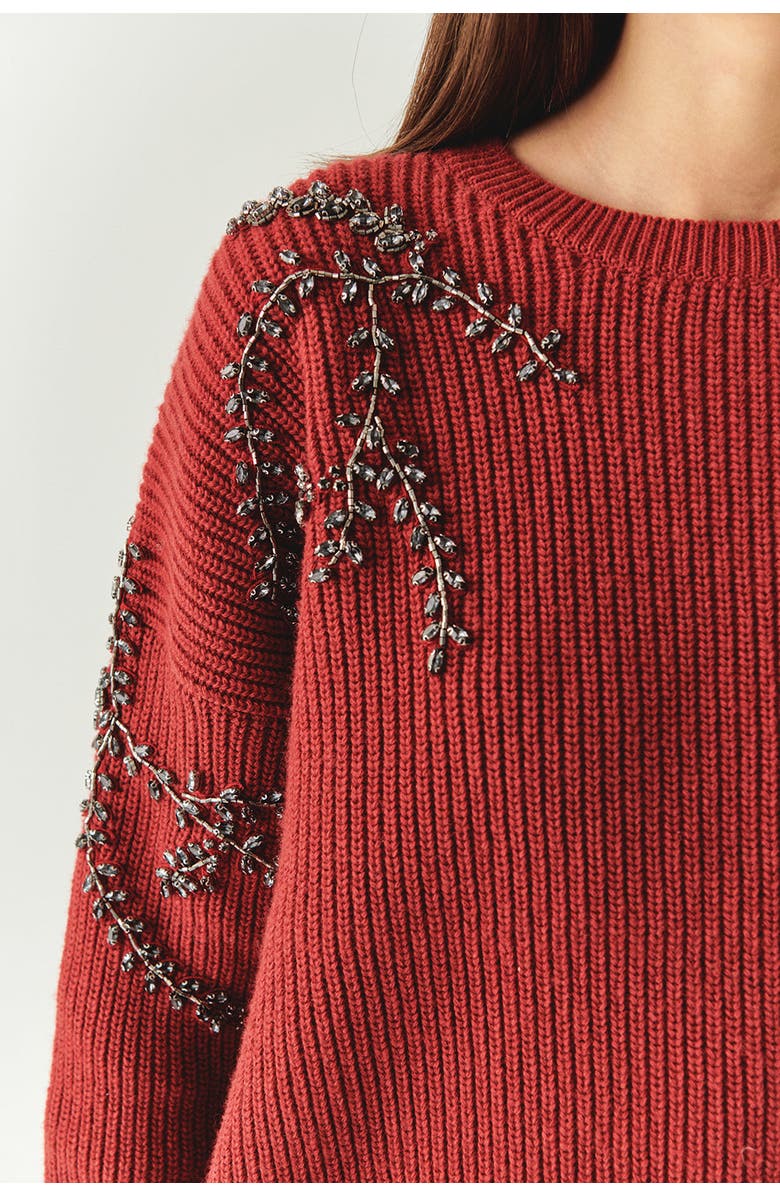 Exquise Grace Embroid Sweater, Alternate, color, Red