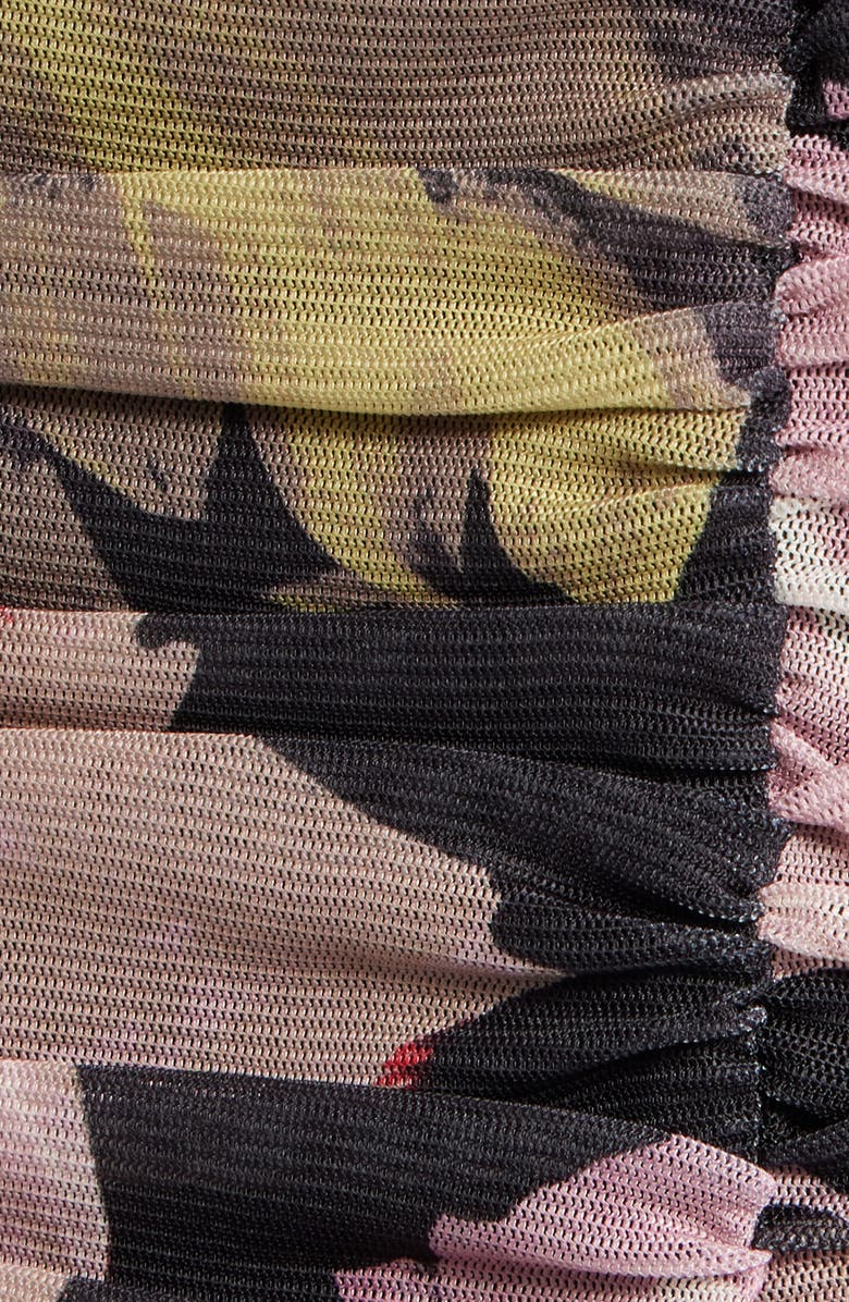 Anne Klein Floral Long Sleeve Ruched Midi Dress, Alternate, color, Anne Black Multi