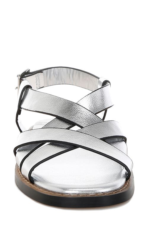 Rag & Co Women's Silver Doata Metallic Genuine Leather Buckled Flats In Silver