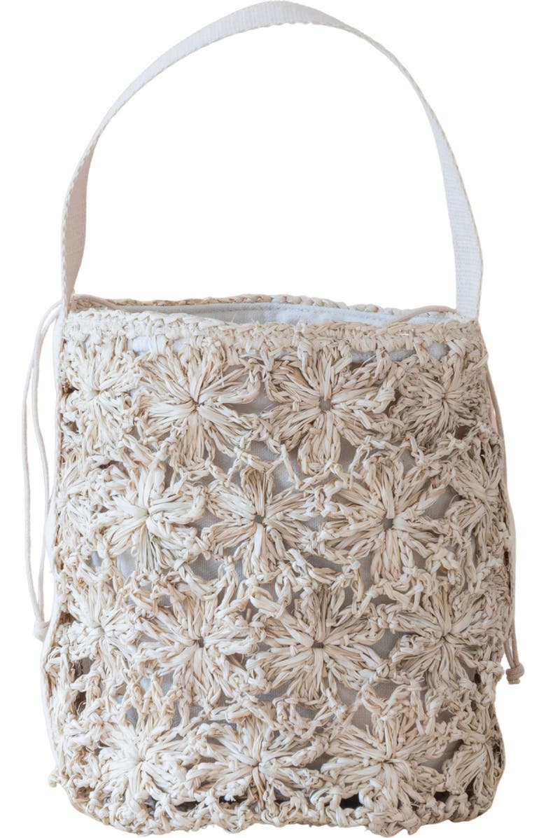LIKHA Raffia Floral Weave Bucket Bag, Main, color,