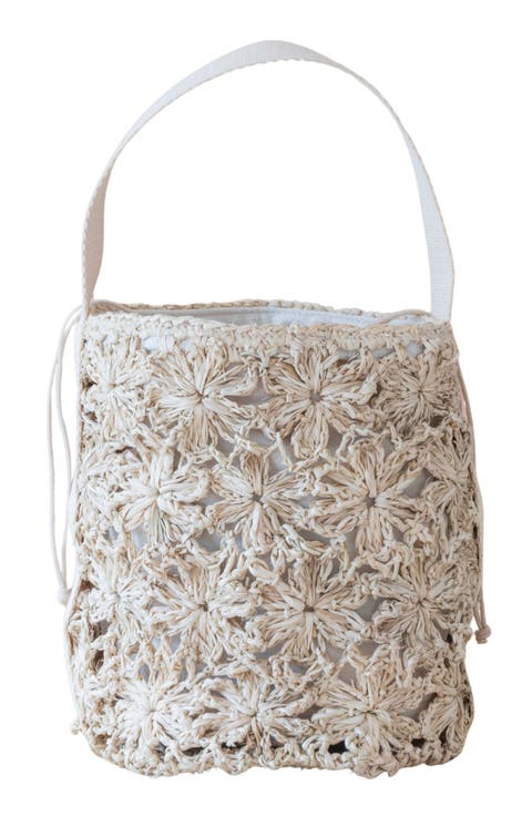 Raffia Floral Weave Bucket Bag