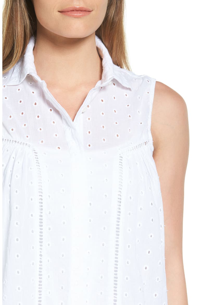 Shirred Eyelet Blouse, Alternate, color, EYELET