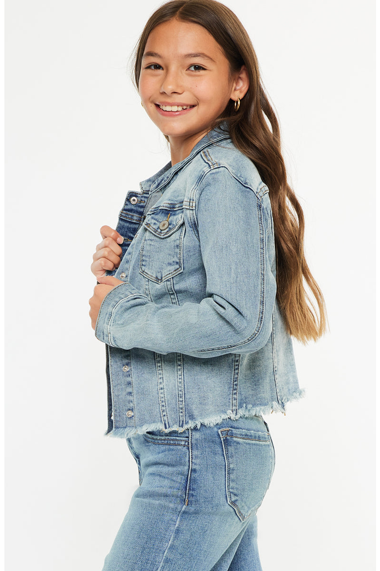 Abby Kids Stretch Denim Jacket, Alternate, color, Medium Wash