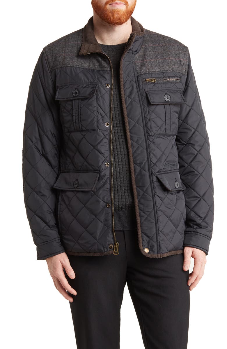 Cole Haan Quilted Utility Pocket Jacket, Main, color, Black