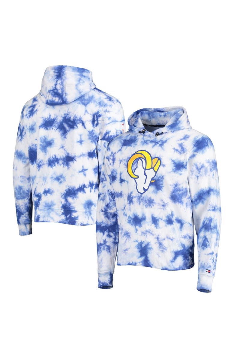Tommy Hilfiger Men's Tommy Hilfiger Royal Los Angeles Rams Stanley Tie-Dye Pullover Hoodie, Main, color, 