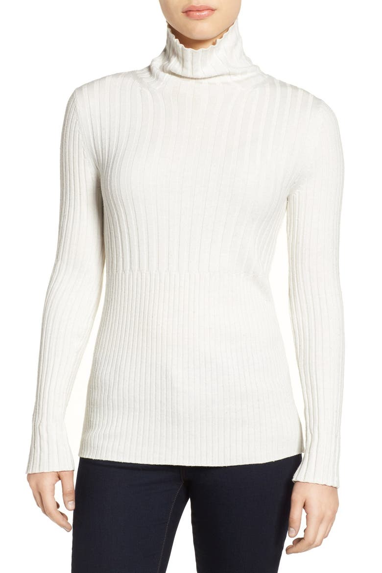 Ribbed Long Sleeve Turtleneck Top, Main, color, IVORY CLOUD