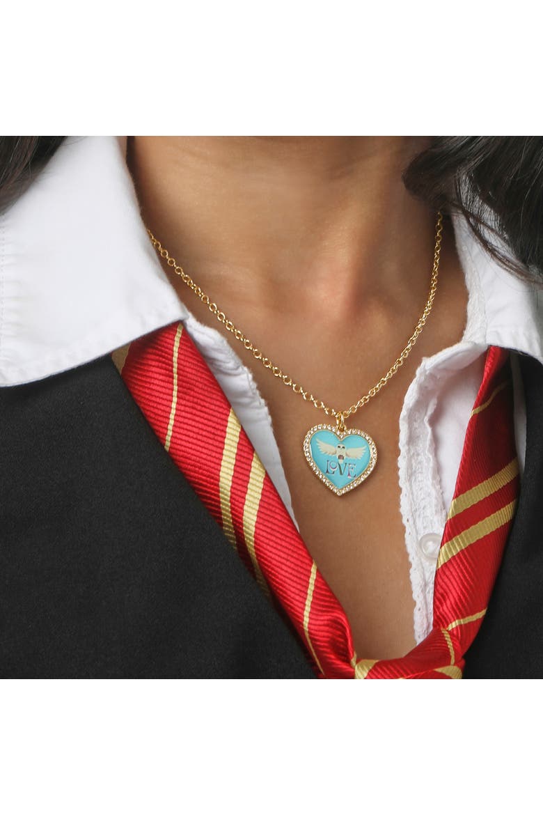 Hedwig Heart Necklace With Crystals, 16"+2", Alternate, color, Metallic Gold