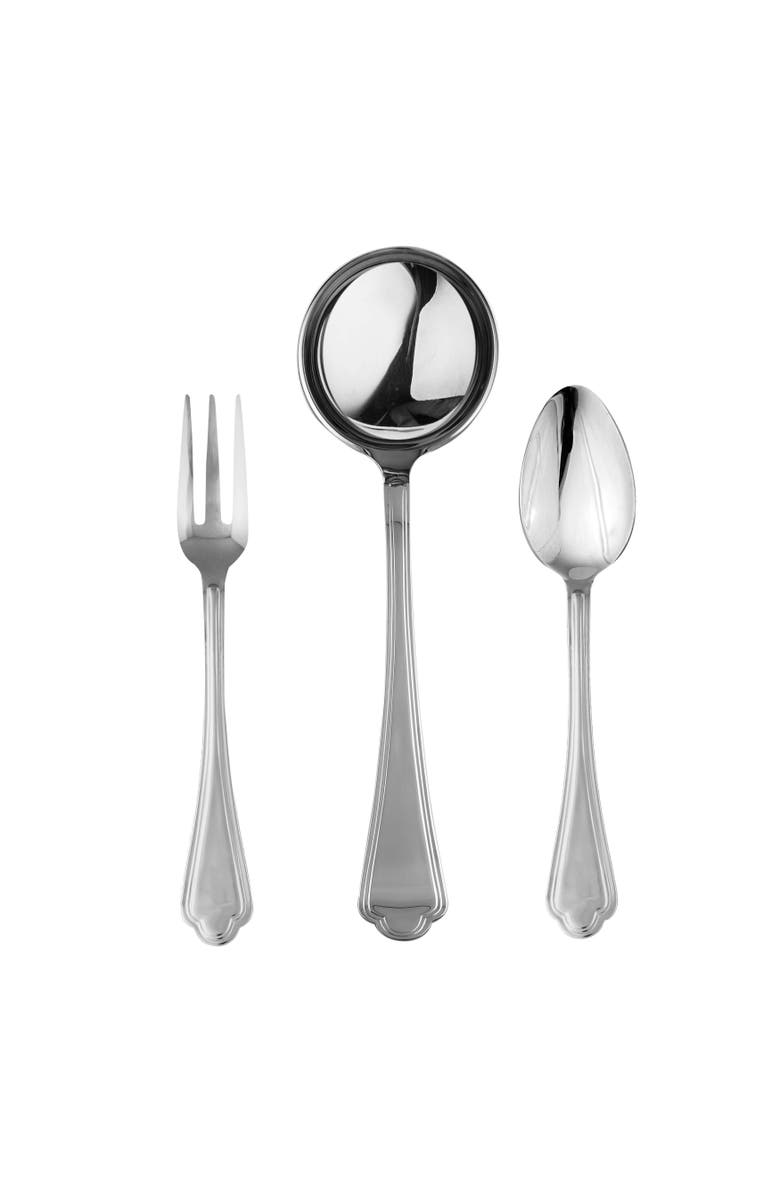 Mepra Leonardo Serving Set - 3 Pieces, Main, color, Silver