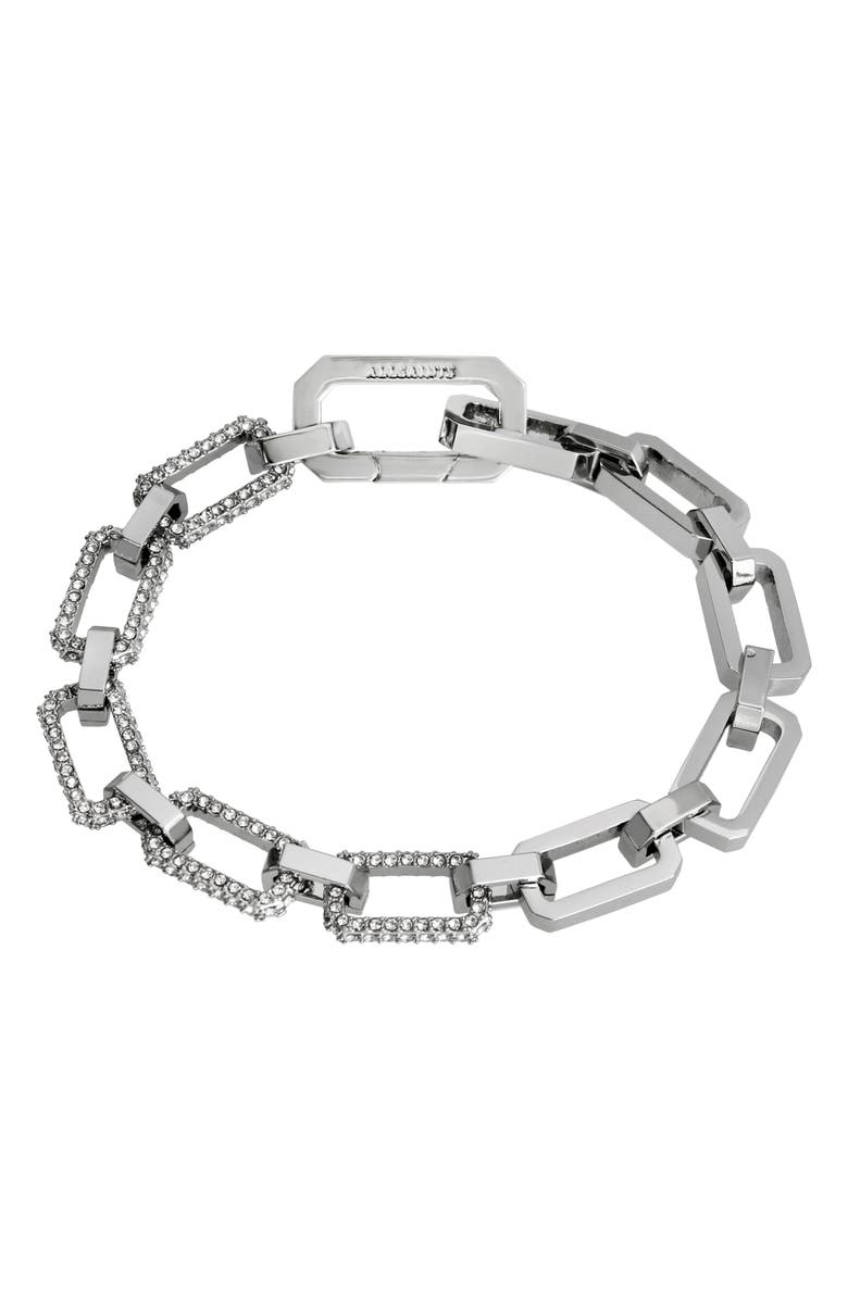 AllSaints Pavé Crystal Geometric Link Bracelet, Main, color,