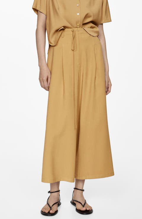 Tie Belt Wide Leg Pants