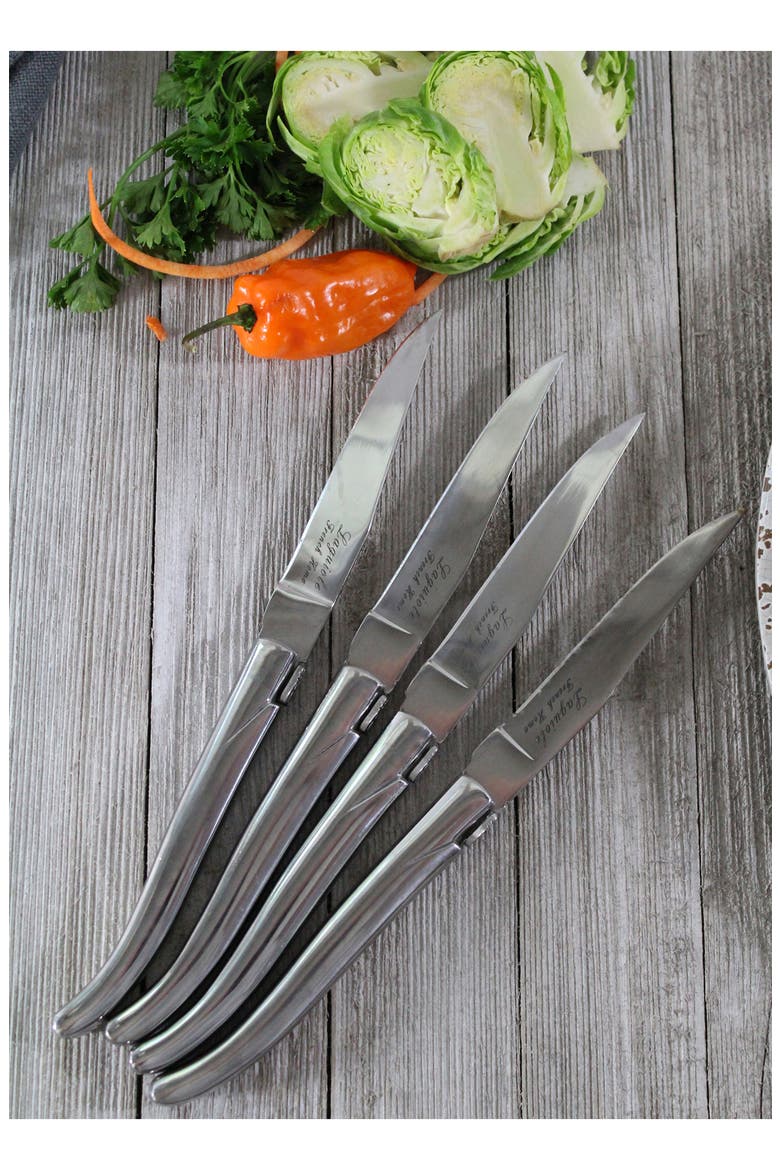 Laguiole Connoisseur Stainless Steel Steak Knives - Set of 4, Alternate, color, SILVER