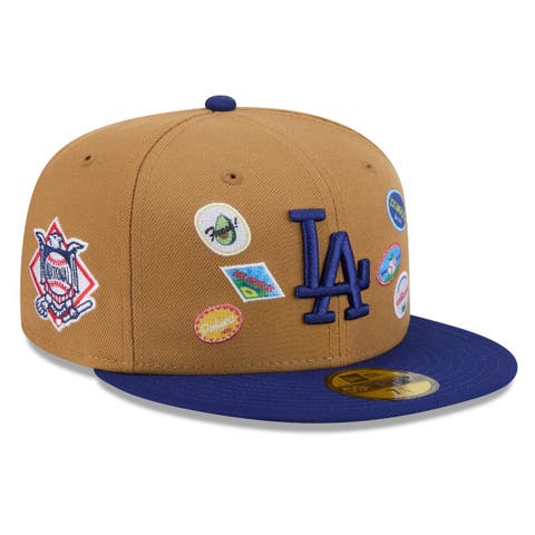 Men's New Era Tan Los Angeles Dodgers Fruit Sticker 59FIFTY Fitted Hat