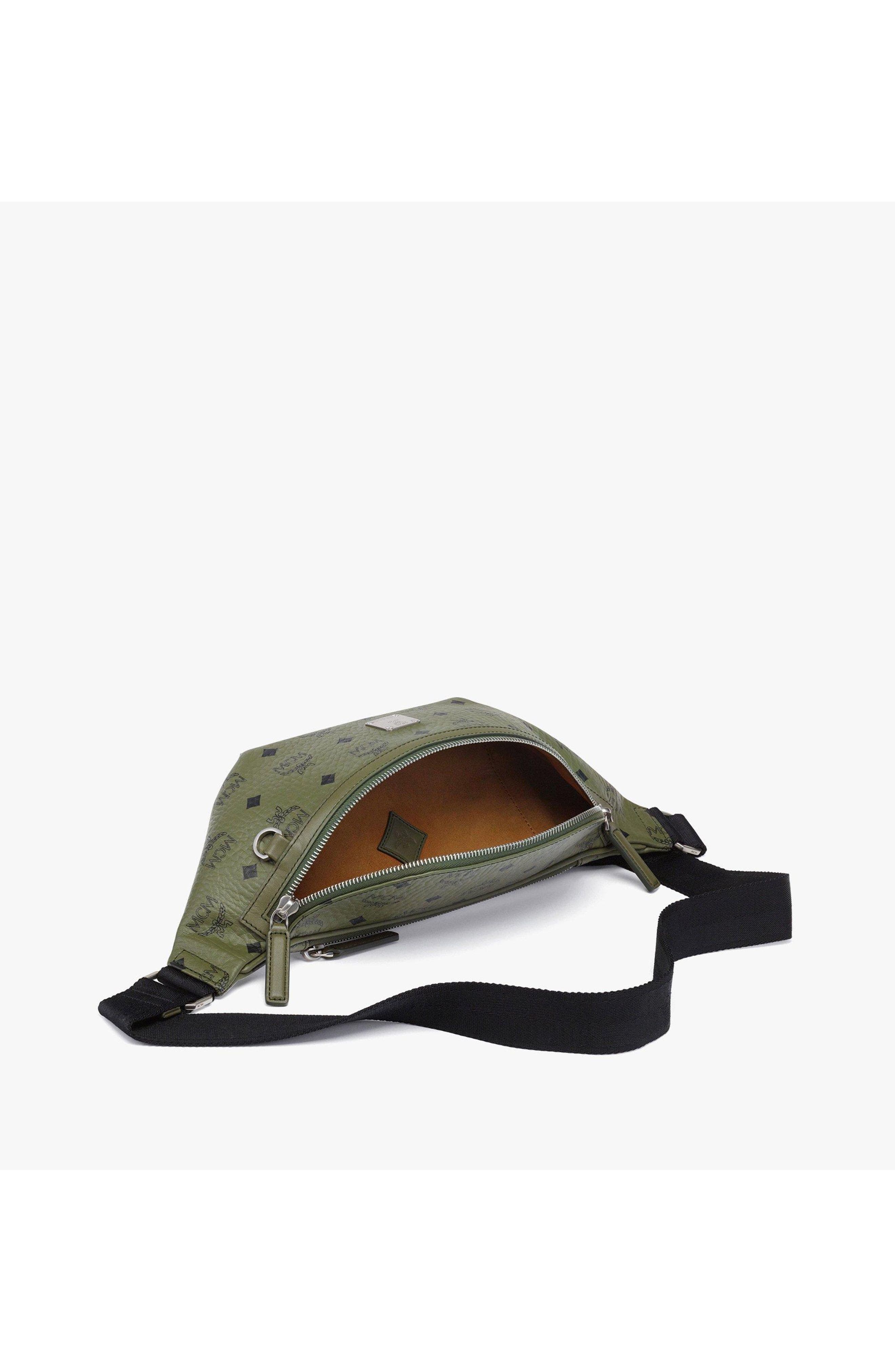 MCM Fursten Belt Bag in Visetos, Alternate, color, Khaki Moss