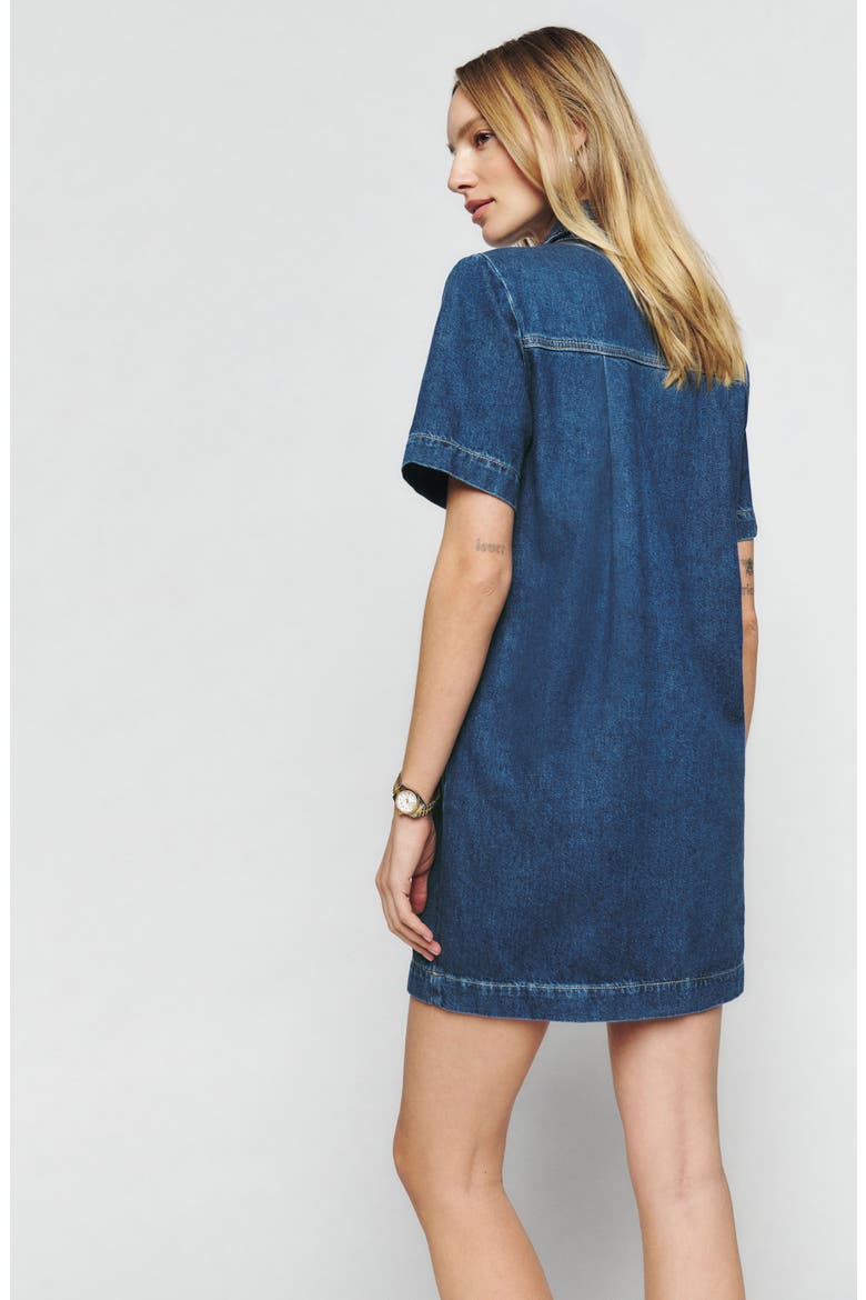 Quarter-Zip Stretch Organic Cotton Denim Minidress, Alternate, color, INDIO