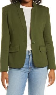 GIBSONLOOK Inverted Notch Collar Cotton Blend Knit Blazer