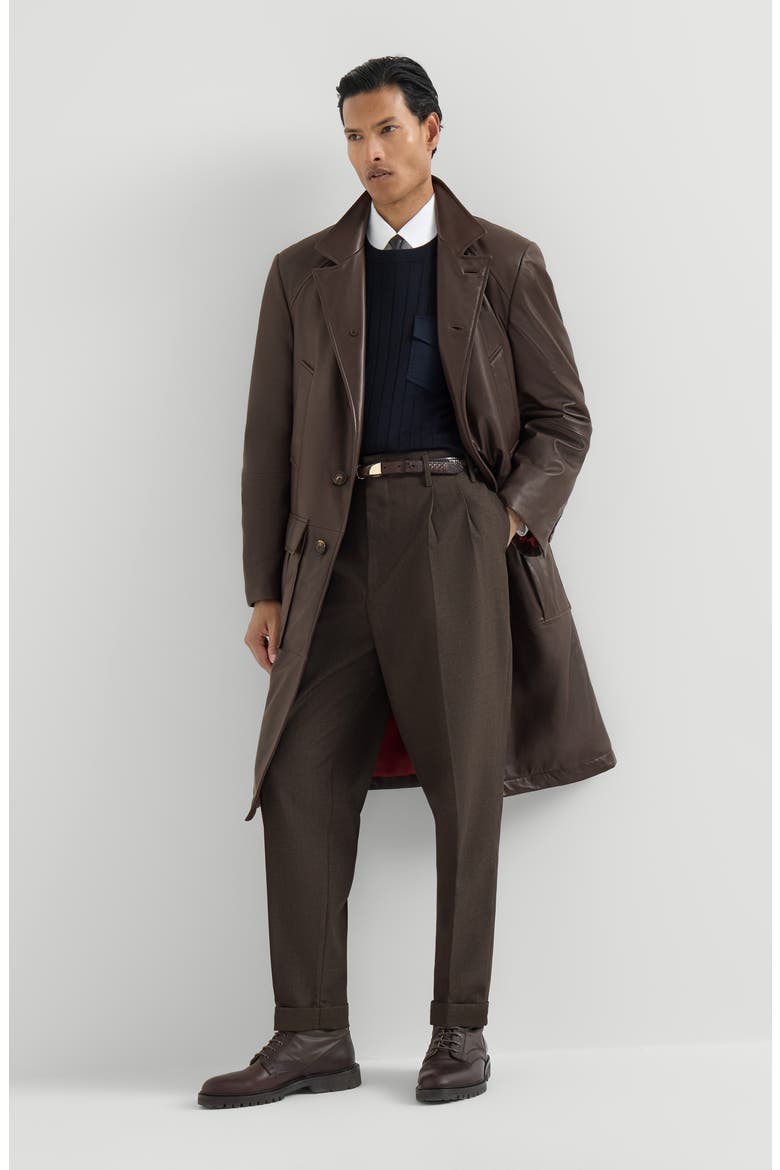 Nappa leather overcoat with Thermore® padding, Alternate, color, Brown