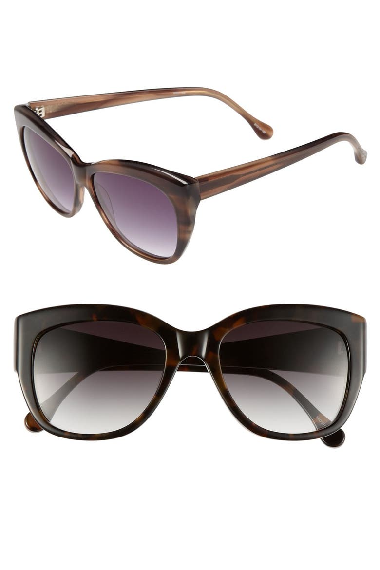 'Crescent' 57mm Sunglasses, Main, color, BROWN HORN