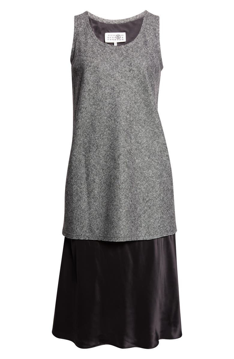MM6 Maison Margiela Mixed Media Midi Dress, Main, color, Grey Melange