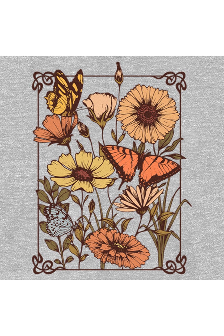 Women's Lost Gods Floral Sketch  Graphic T-Shirt, Alternate, color, Athletic Heather
