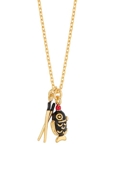 Soy Sauce and Chopstick Charm Pendant Necklace