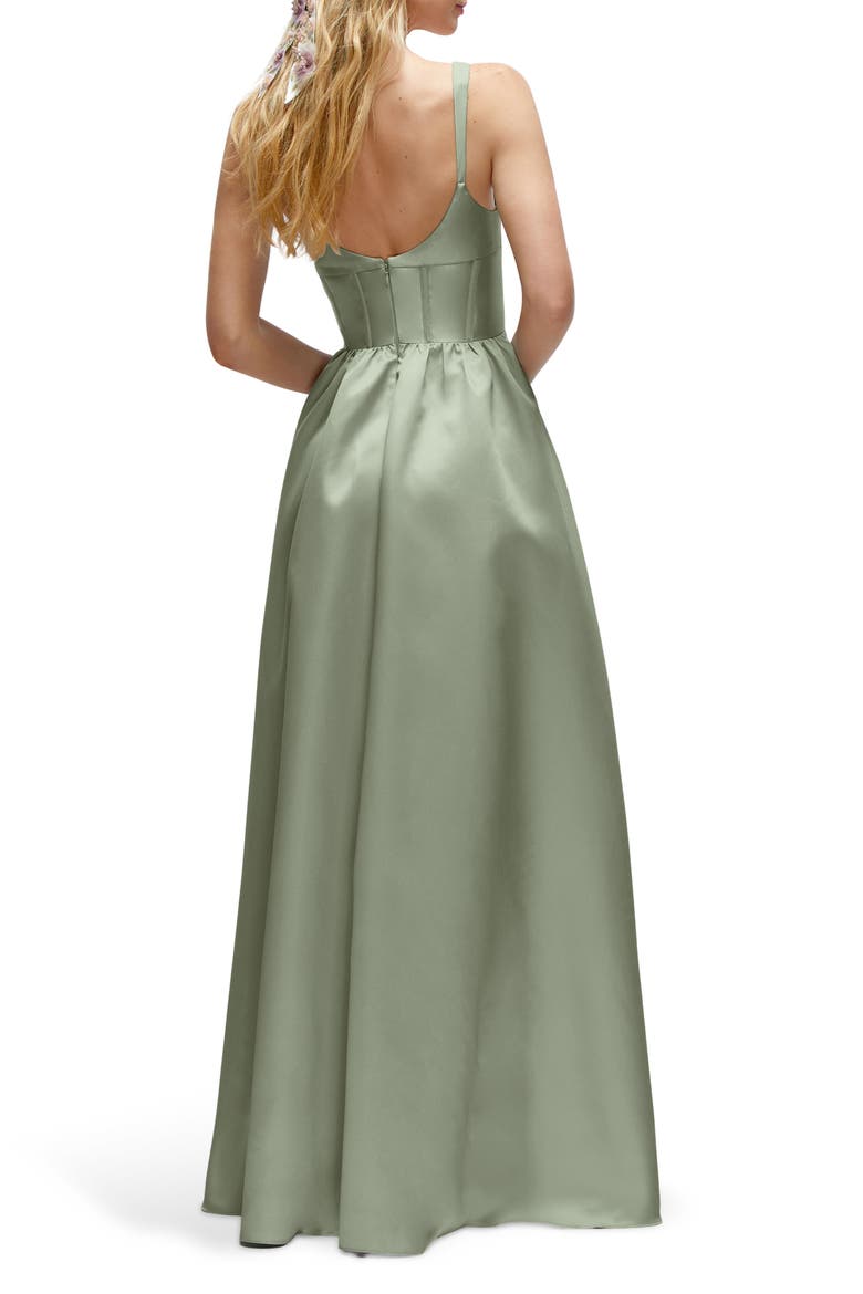 Sleeveless Corset Satin Gown, Alternate, color, SAGE