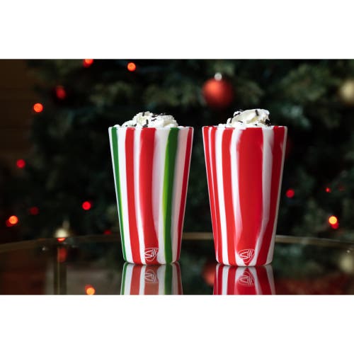 Silipint Silicone 16oz Pint Glasses 4 Pack (2) Peppermint & (2) Poinsettia