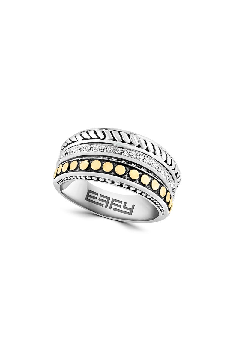 Two-Tone Diamond Band Ring, Main, color, SILVER