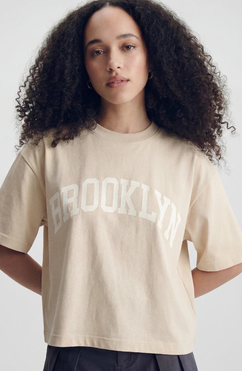 Brooklyn Industries Brooklyn Boxy Crop Graphic T-Shirt, Alternate, color, Sandshell