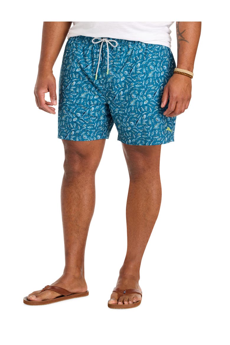 Big & Tall Night Schooled Swim Trunks, Main, color, KINGFISH