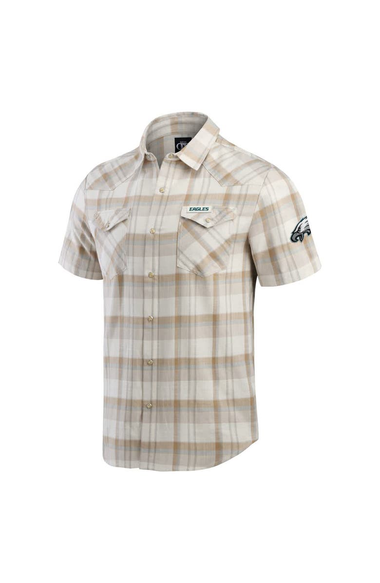 Darius Rucker Collection by Fanatics Men's Darius Rucker Collection by Fanatics Gray Philadelphia Eagles Plaid Full-Snap Shirt, Alternate, color, Cream