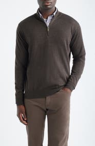 Peter Millar Autumn Crest Suede Trim Quarter Zip Sweater