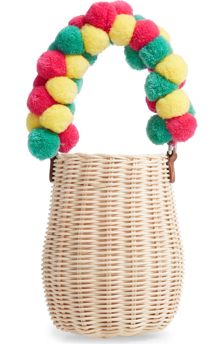 Halogen<sup>®</sup> x Atlantic-Pacific Pompom Wicker Bag, Main, color,