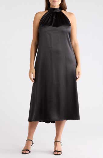 Satin Tie Neck Midi Dress