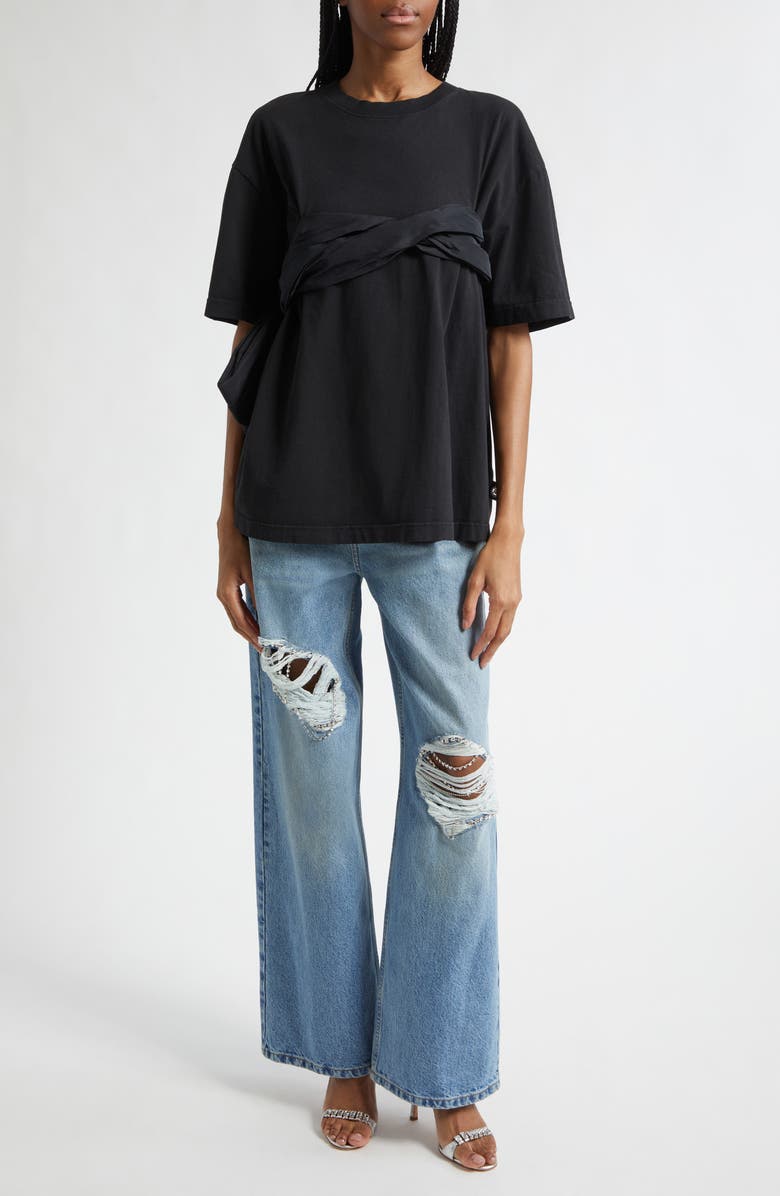 Area Taffeta Knot T-Shirt, Alternate, color, Washed Black