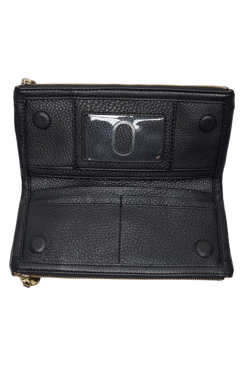 Keen Large Zip Top Leather Wallet, Alternate, color, BLACK