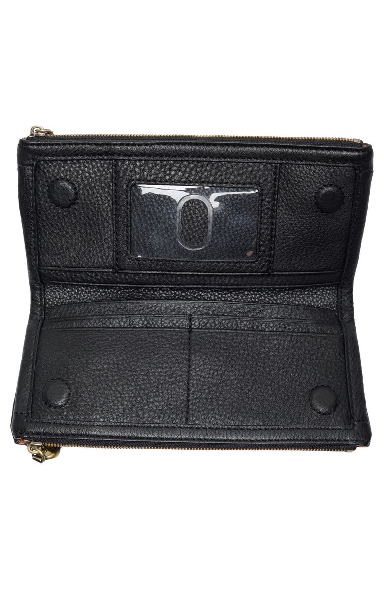 HOBO Keen Large Zip Top Leather Wallet, Alternate, color, Black