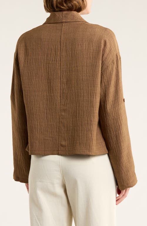 Max Studio Textured Drape Jacket In Brown