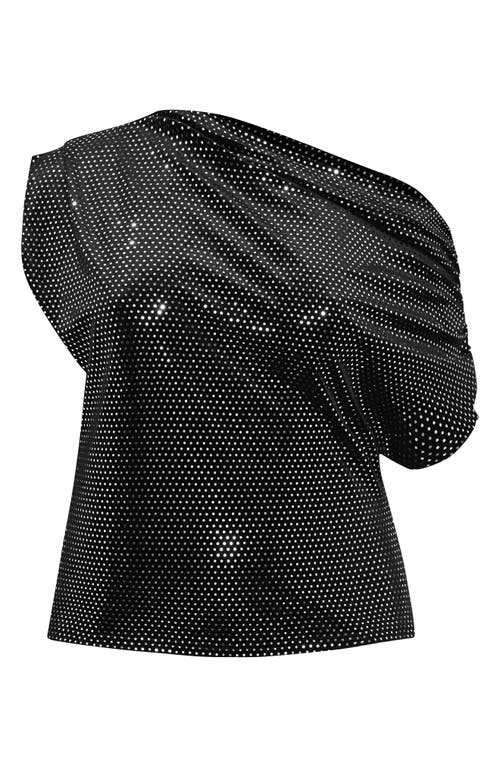 City Chic Shimmy One-shoulder Top In Black