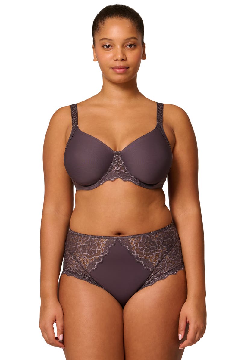 Simone Perele Caresse Underwire Minimizer Bra, Alternate, color, Graphite Grey