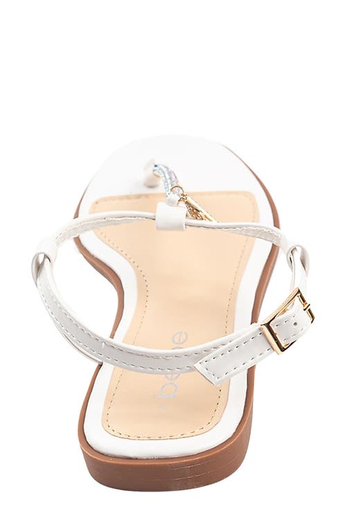 Bebe Rhinestone T-strap Sandal In White