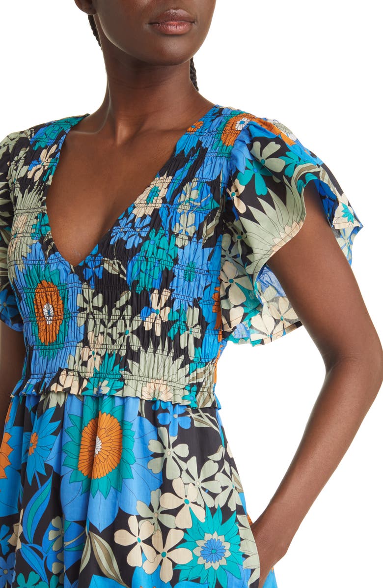 Rails Clementine Floral Smocked Cotton Dress, Alternate, color, 